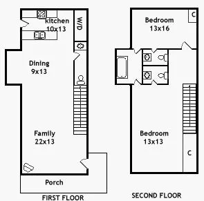 A floor plan of the two-bedroom apartment.